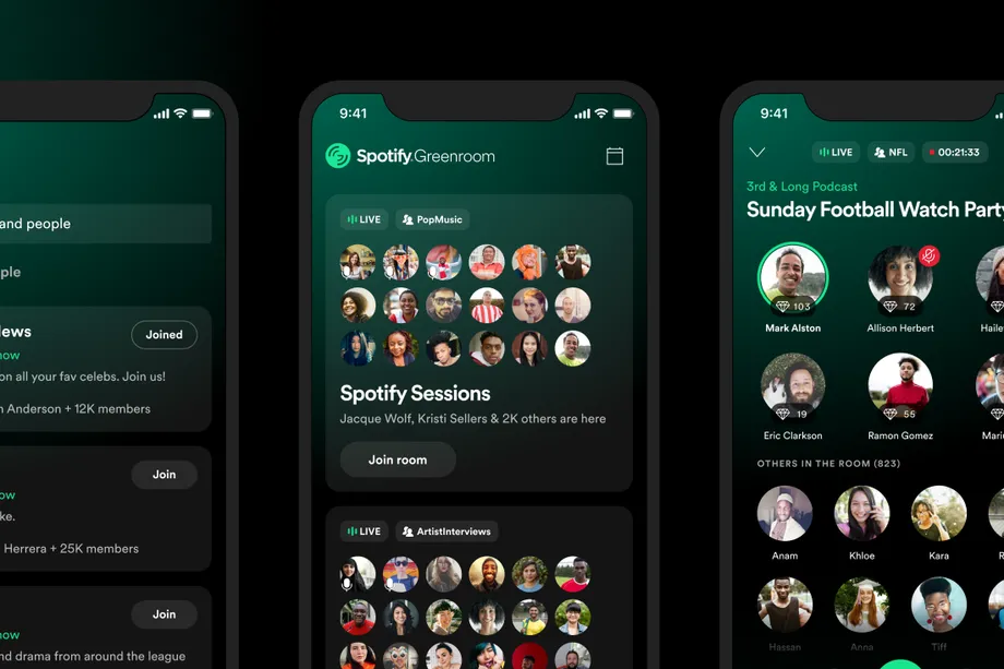 Spotify launches Greenroom, a social audio app